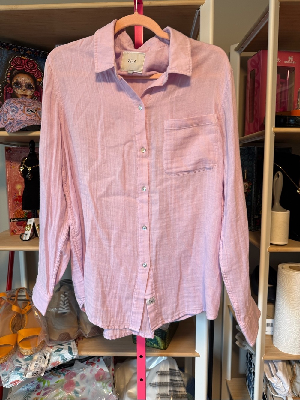 Rails Ellis Long Sleeve Gauze Shirt in Pale Lilac | Size Large | Retail $168 - Picture 3 of 6